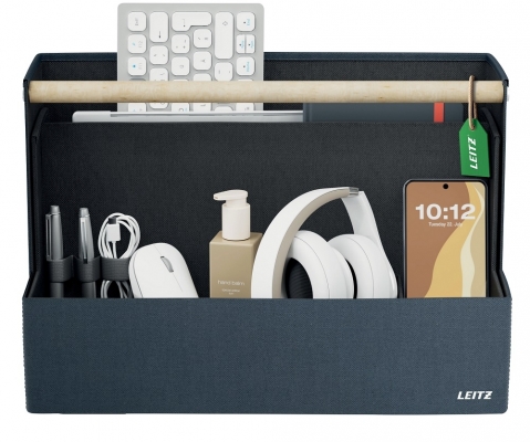 Cutie portabila cu organizator Leitz, material textil, cu maner, negru